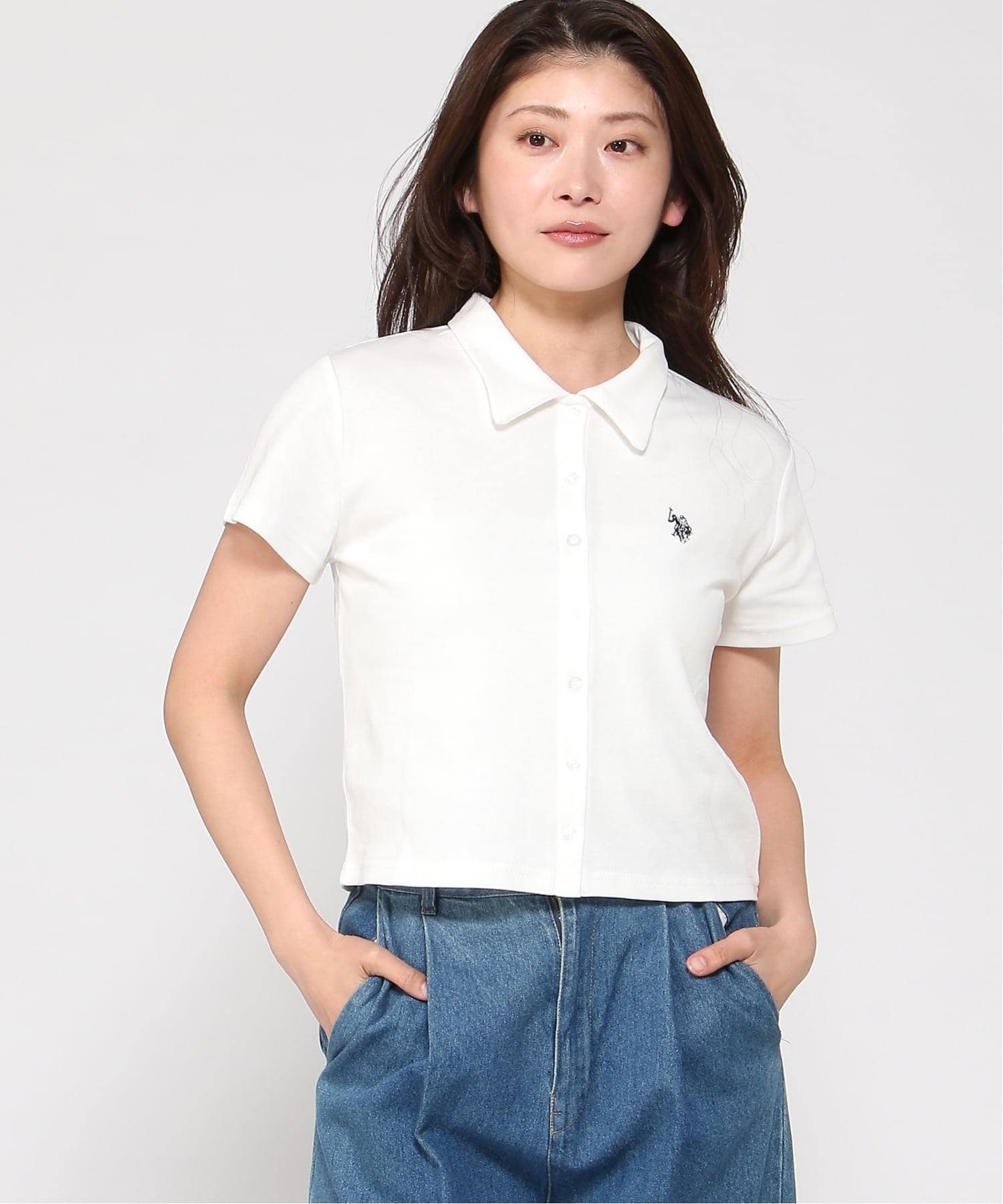 Ассоциация поло США / (Женщины) Рубашка гладкого кроя и пошива U.S. Polo Assn., off white — фото 3