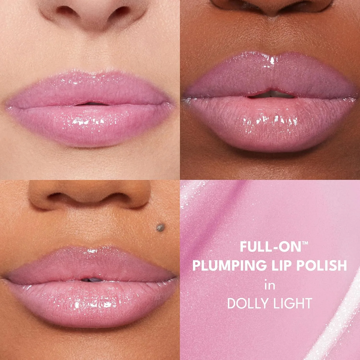 Buxom Full-On Plumping Lip Polish, блеск для губ, тонирующий блеск для губ, формула с пептидами и витамином Е для придания губам объема и увлажнения. 4,4 мл (1 шт.), AF Dolly Light (Baby Pink Mauve Shimmer) — фото 3