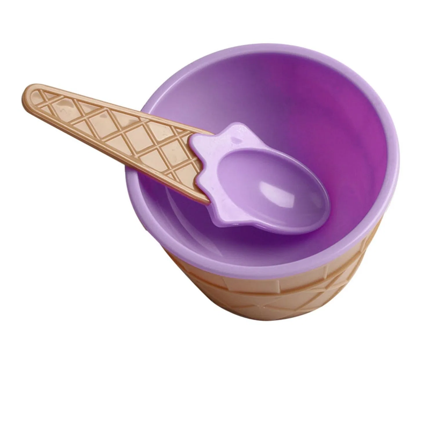 Набор детских мисок для мороженого с ложкой, 9.8x7 см, TuShiXin, Purple