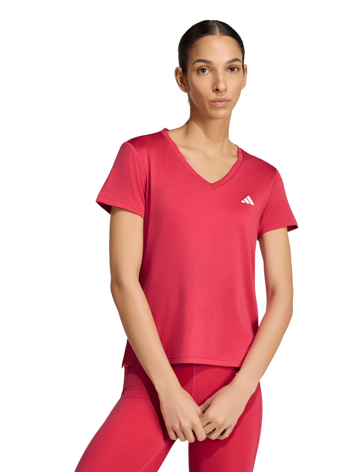 Спортивная футболка Adidas Performance Shirt Essentials малинового цвета — фото 2