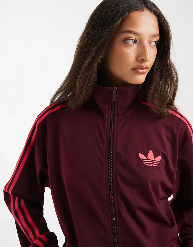 Спортивная куртка Adidas Originals Firebird свободного кроя, бордовый/розовый — фото 2