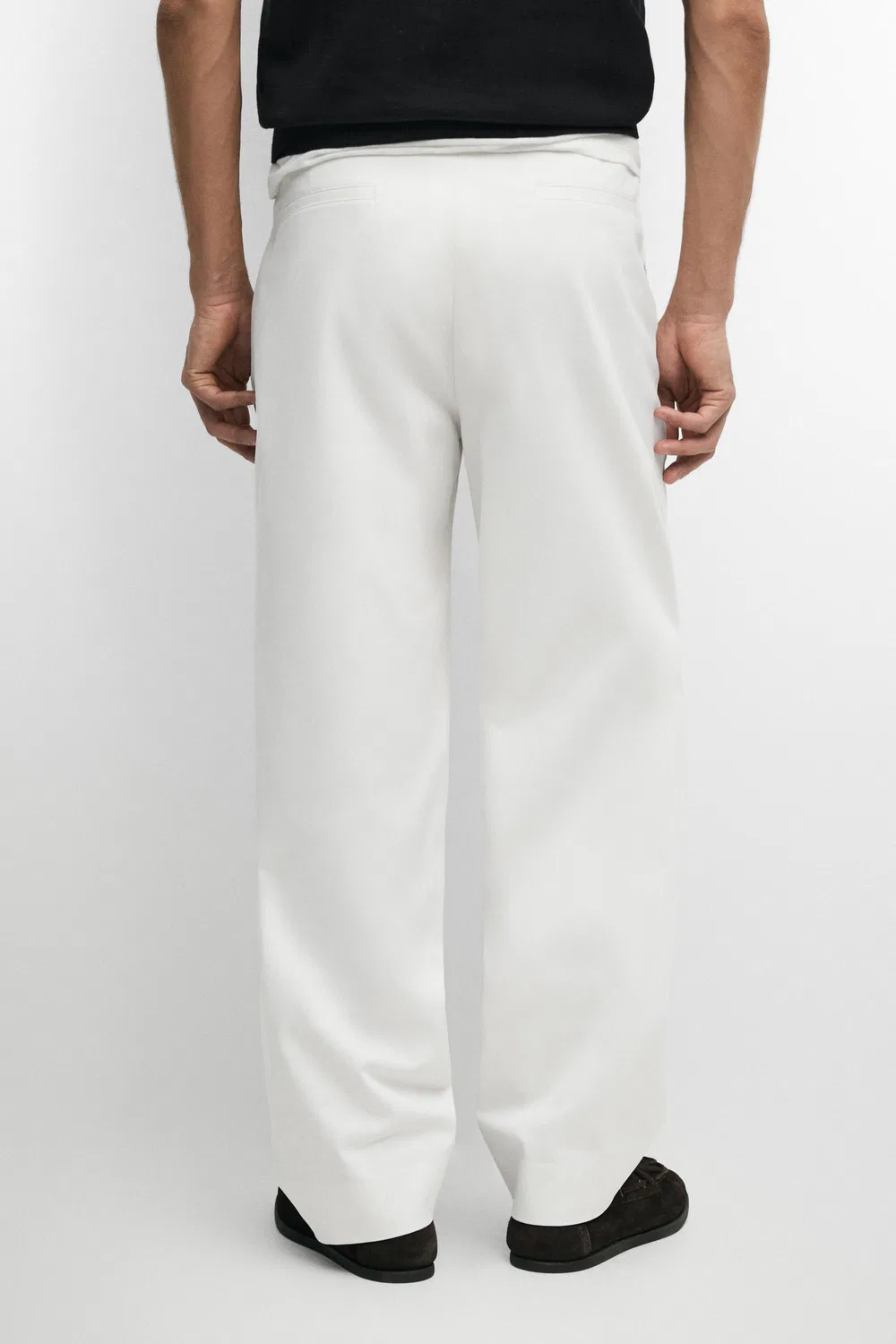 Брюки Massimo Dutti, с вытачками, белый — фото 3