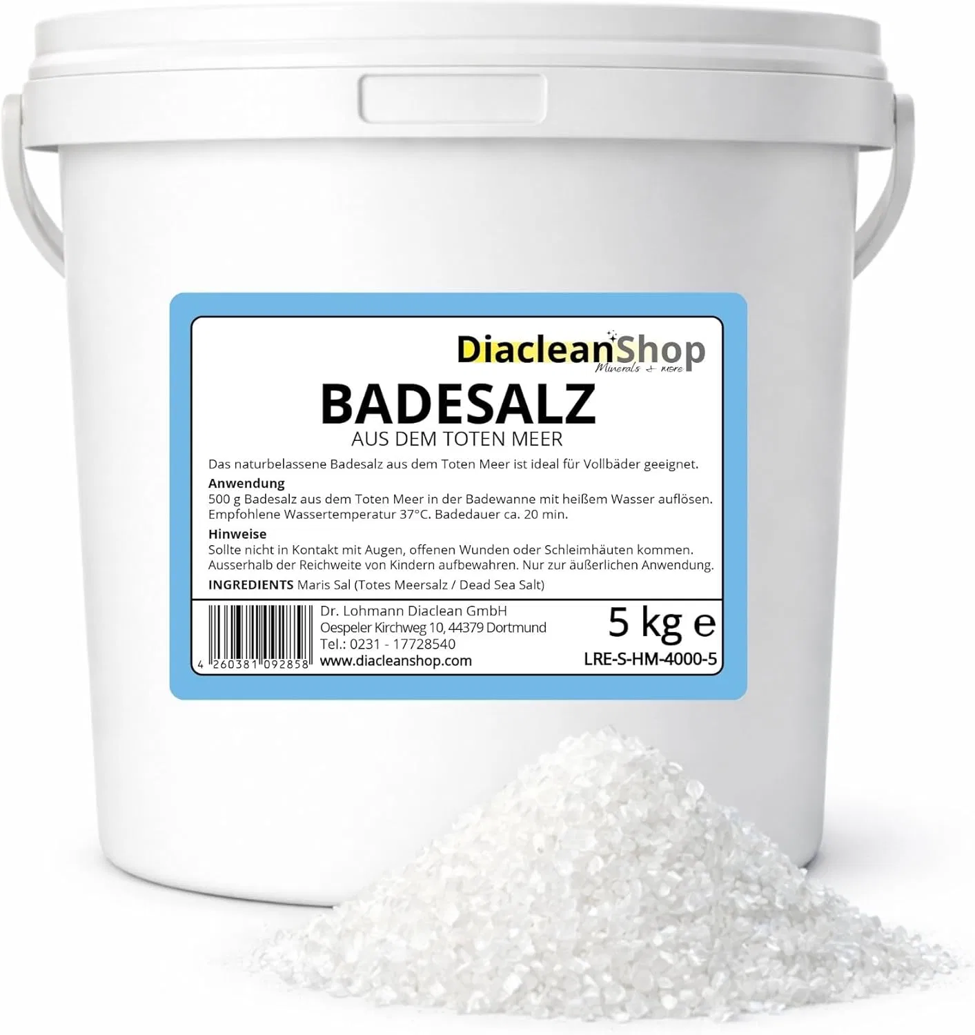 Соль для ванн Мертвого моря DIACLEANSHOP, 5 кг, Белый