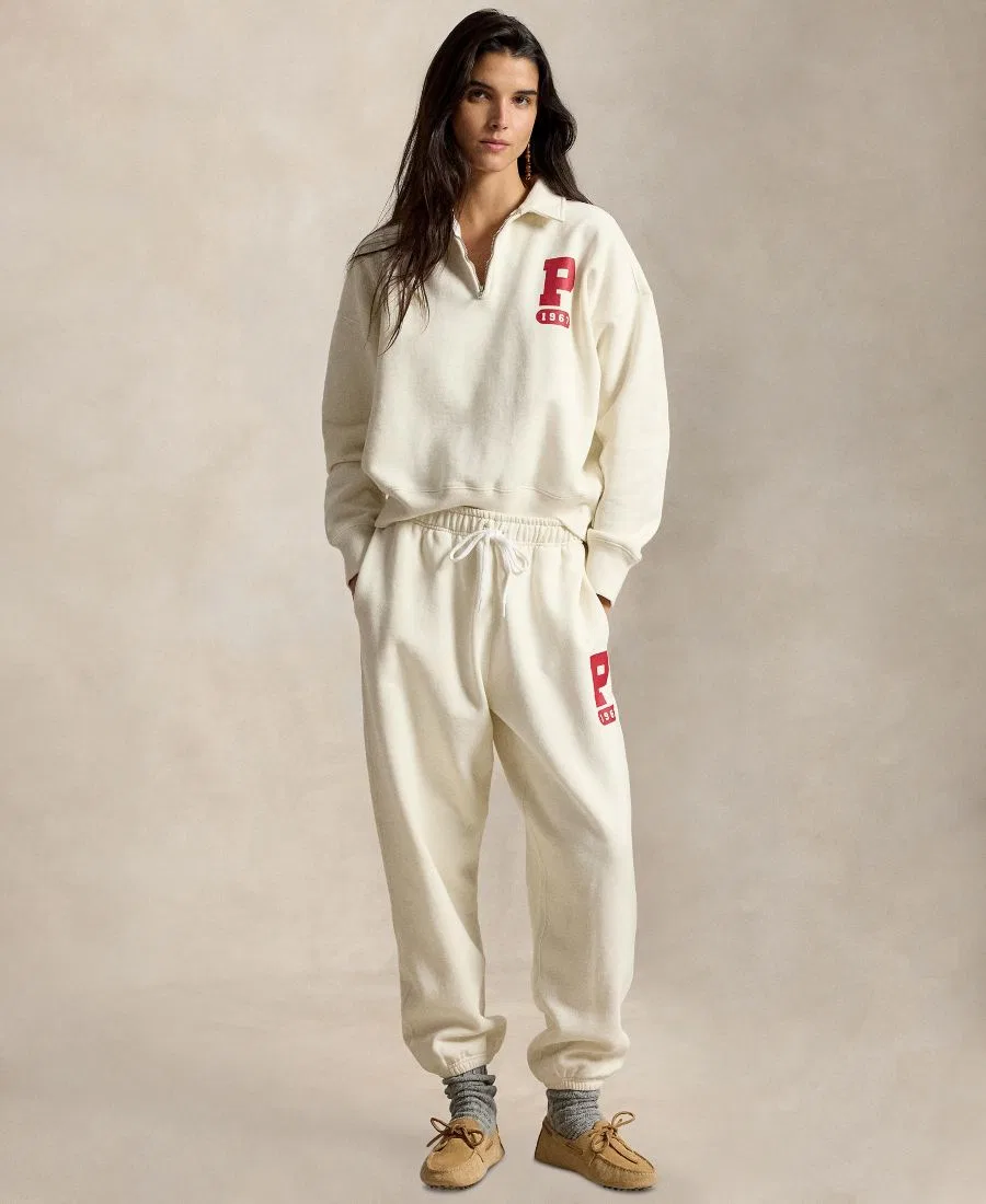 Свитшот с воротником-поло и четвертной молнией Polo Ralph Lauren, Warm White — фото 2