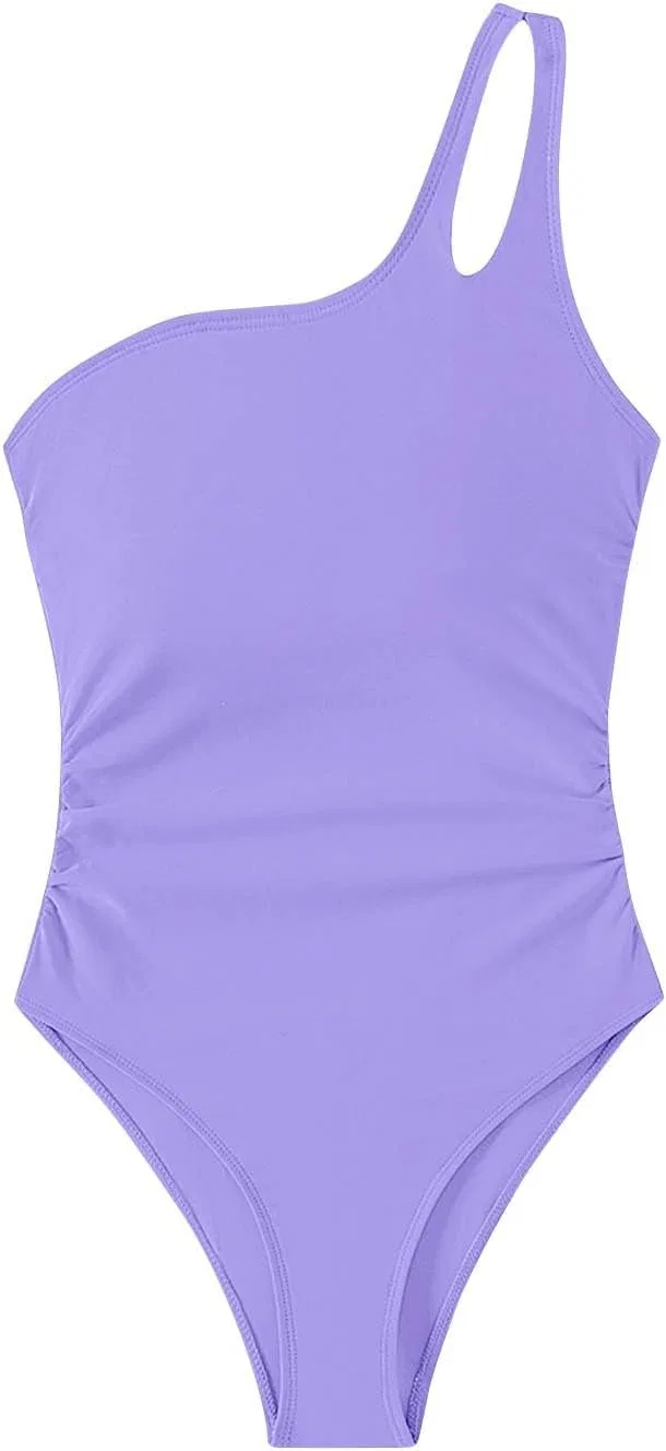 Женский цельнокроеный купальник с вырезом на плече Generic, Purple — фото 3