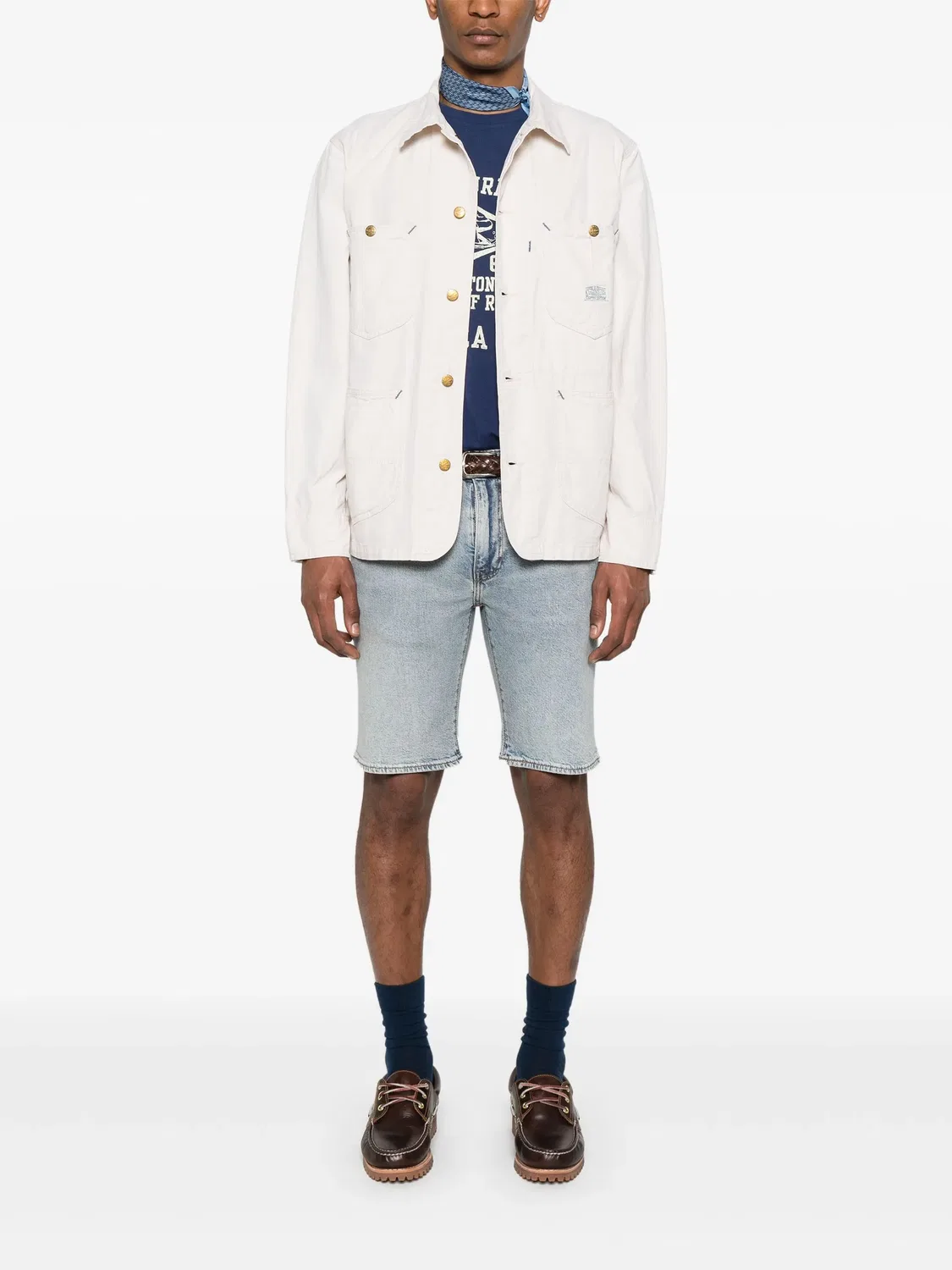 Polo Ralph Lauren Рубашка-куртка с нашивкой-логотипом, нейтральные тона — фото 2