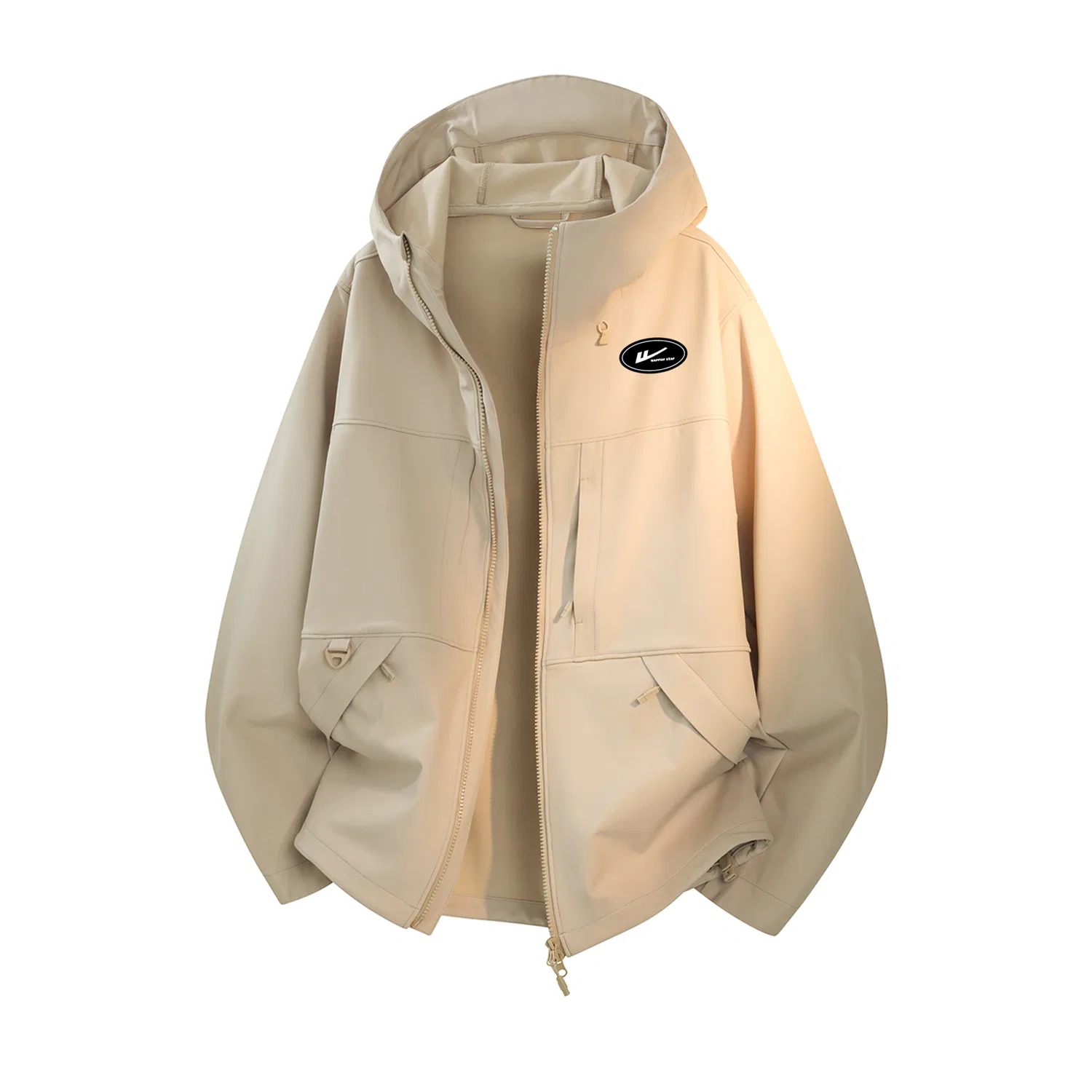 Детская куртка с капюшоном в стиле милитари Beige Gray (DIY Badge) WARRIOR