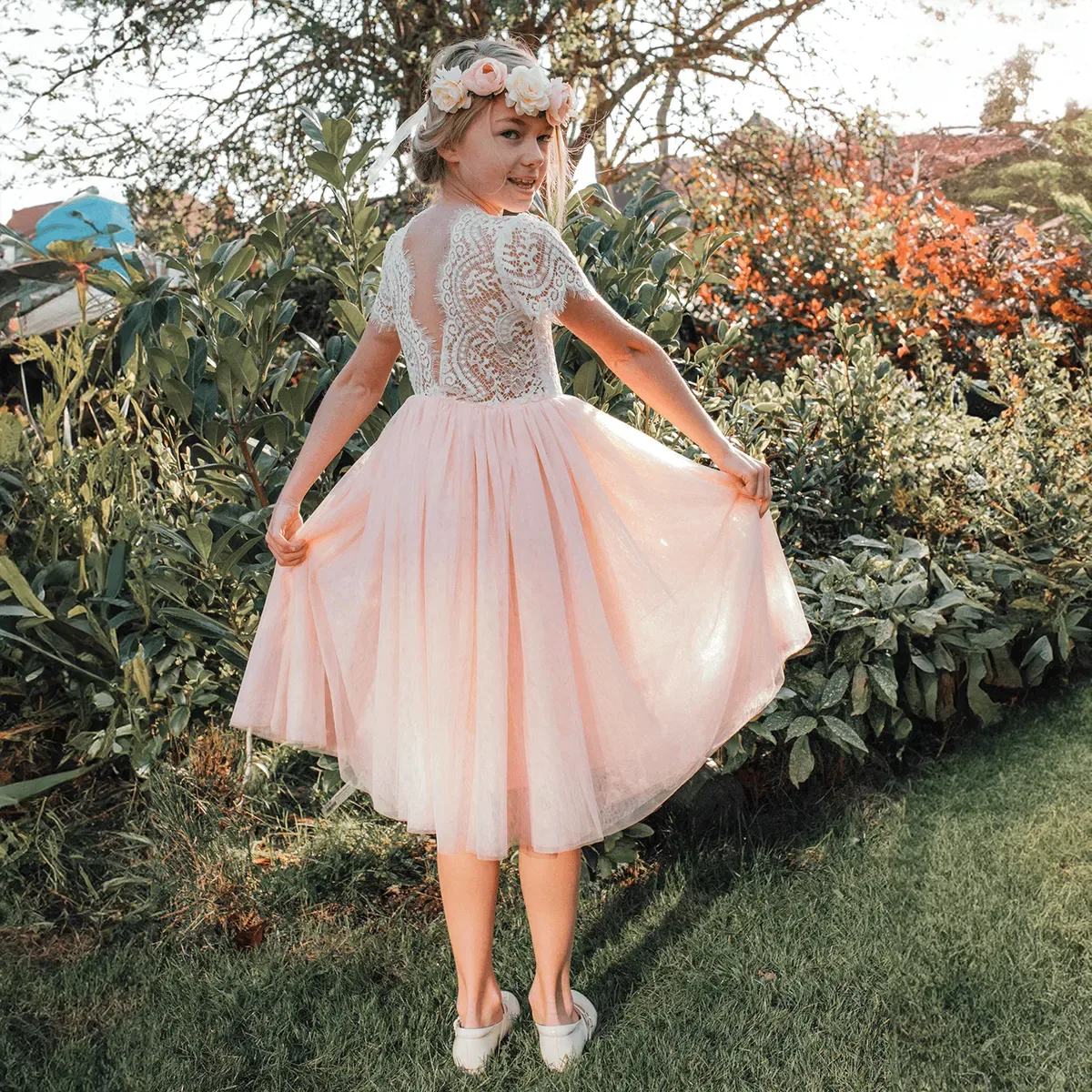 Богемное платье с воланами Бохо Flutter Uk Flower Girl Boutique, Peach — фото 4