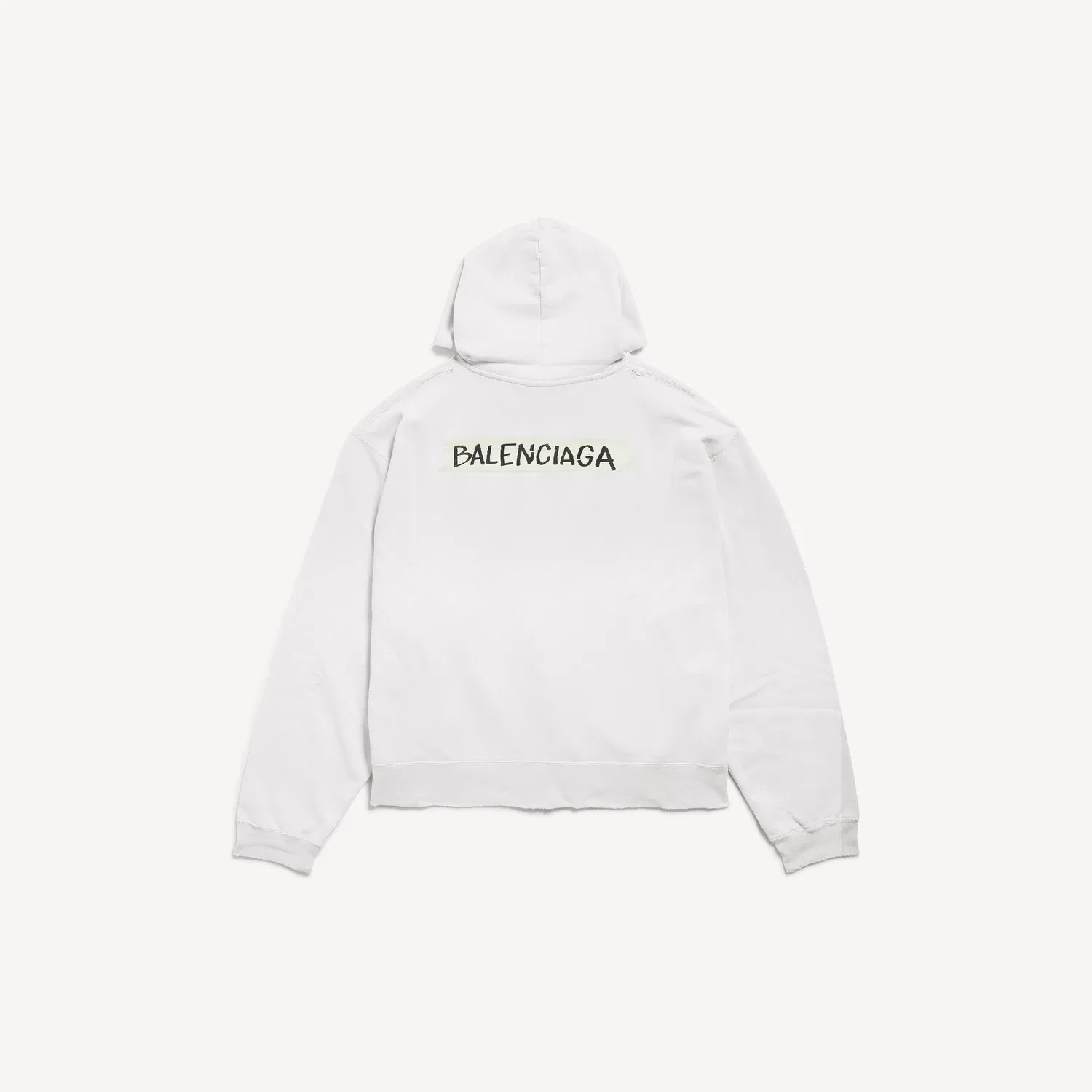Мужская толстовка оверсайз на молнии Masking Tape BALENCIAGA, цвет Dirty White — фото 2