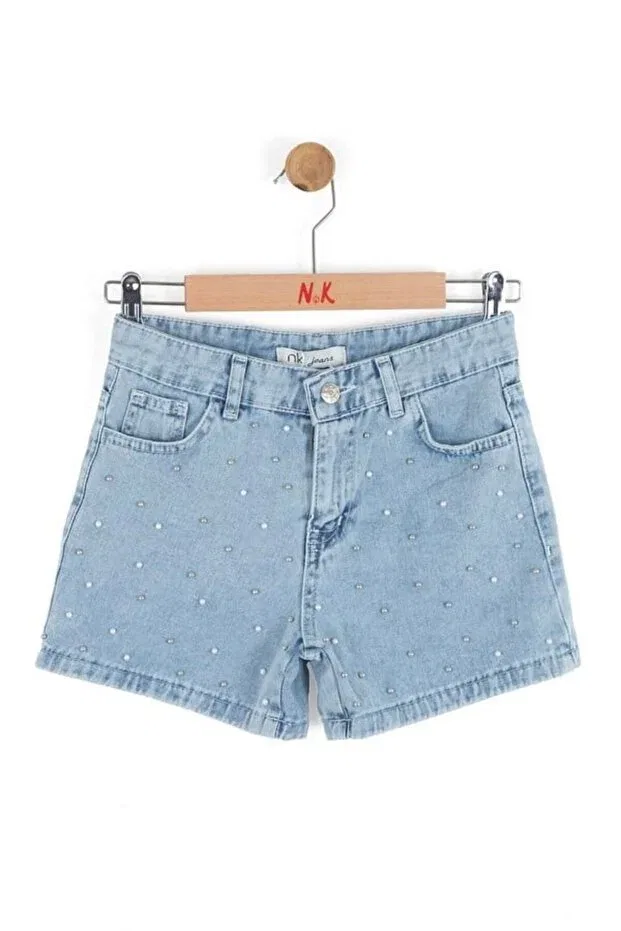 Детские шорты для девочек джинсовые с вышивкой Nk Kids, Blue