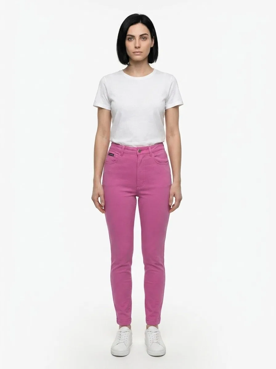 Женские узкие брюки из хлопка Pink Cotton Skinny Pants Dolce & Gabbana, Pink