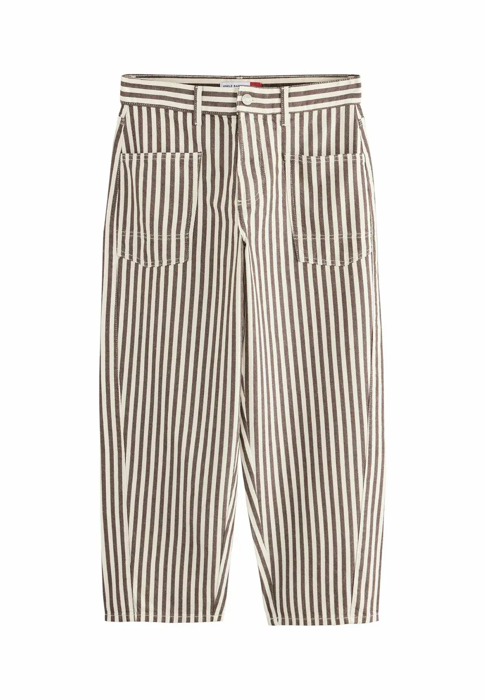 Джинсы укороченного кроя с двумя карманами - джинсы свободного кроя Next, Brown Cream Stripe — фото 3