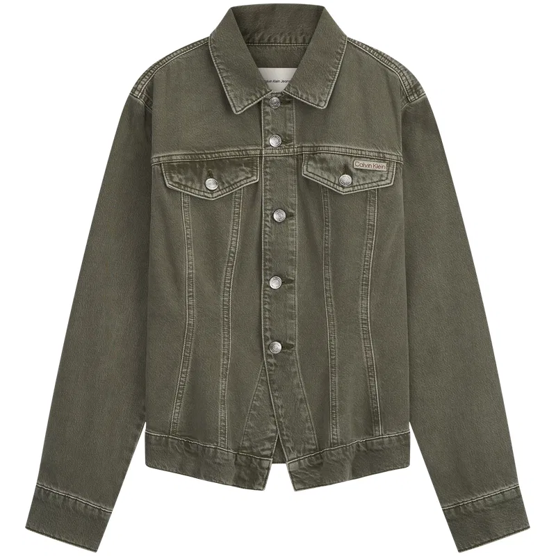 Женская джинсовая куртка с отложным воротником Calvin Klein, 4AW Grass Gray Green
