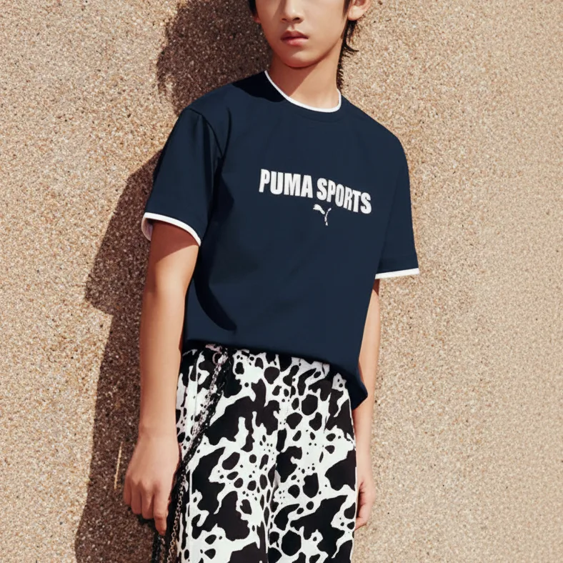 Детская футболка Quick Dry с круглым вырезом PUMA, темно-синий 80802 — фото 3