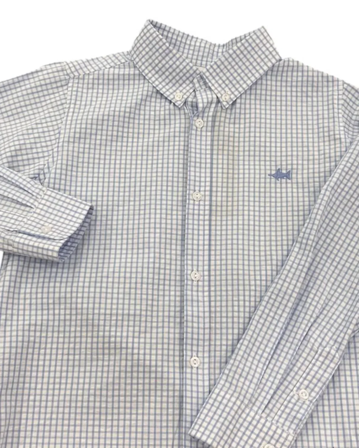 Детская рубашка для мальчиков с коротким рукавом в клетку Carter Oxford Shirt Saltwater Luxe, синий — фото 2