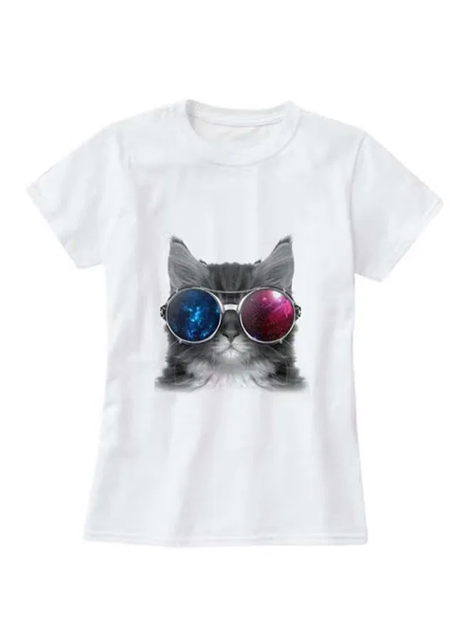 Футболка с принтом короткий рукав Kitty with sunglass 1St Piece, белый — фото 2
