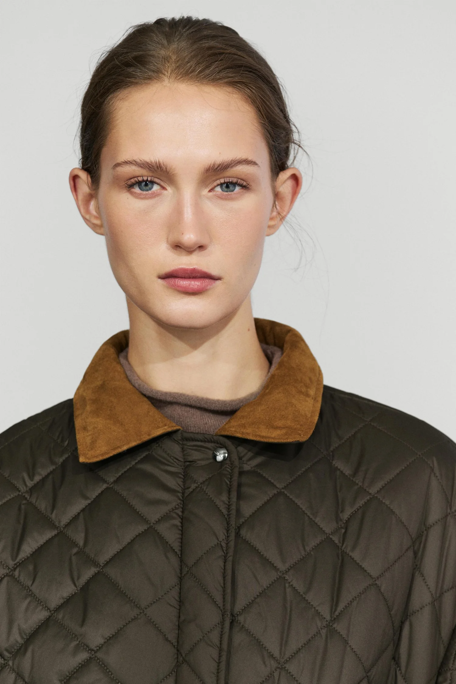 Куртка Massimo Dutti Padded Short With Leather Combination, королевский синий — фото 3