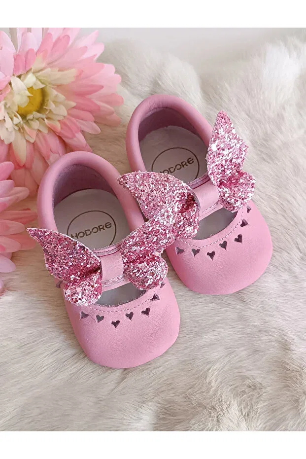Детские мокасины для девочек с принтом Alice butterfly Hodore, Pink Butterfly