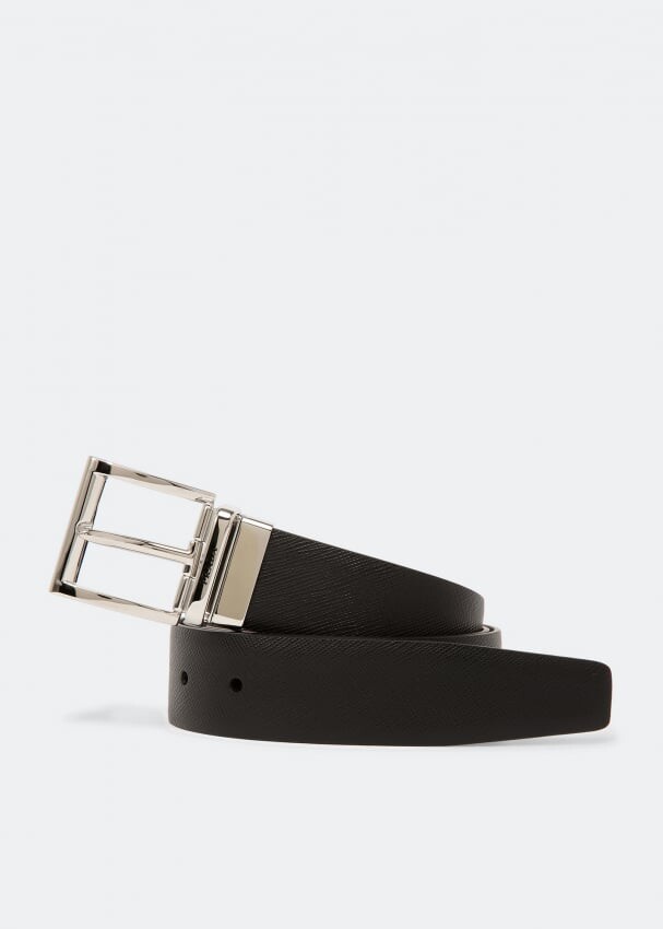 

Ремень PRADA Saffiano leather reversible belt, черный