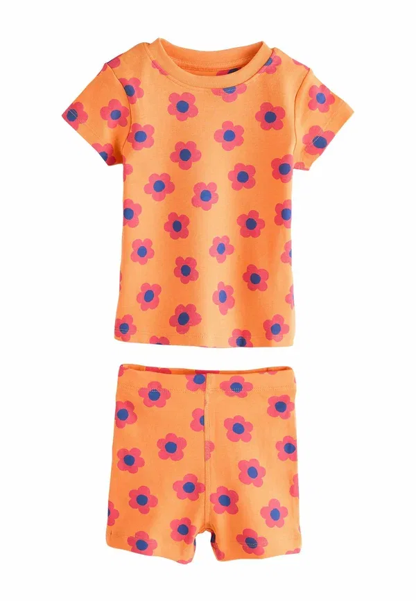 Комплект пижам короткий с цветочным принтом Regular fit - short pyjamas 3 pack Next, Blue/Orange Floral, оранжевый — фото 4