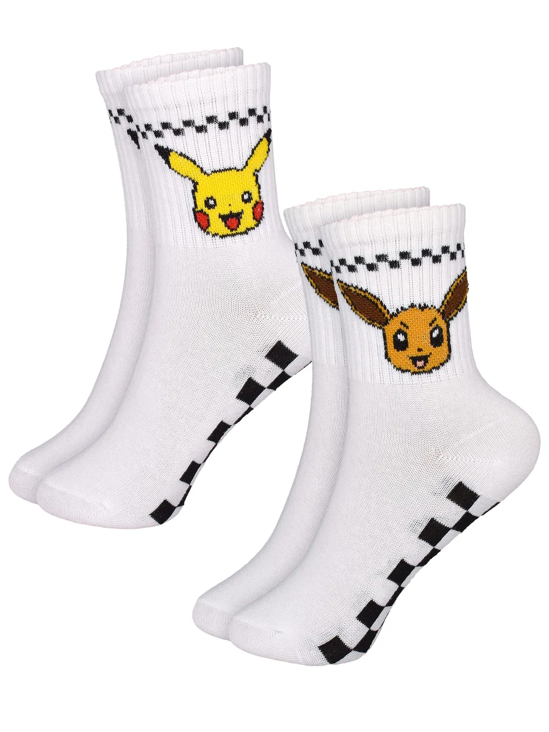 Носки с принтом покемонов 2 пары Pikachu & Evoli Pokemon, белый