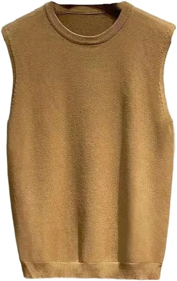 Мужской вязаный жилет без рукавов, Khaki Vest