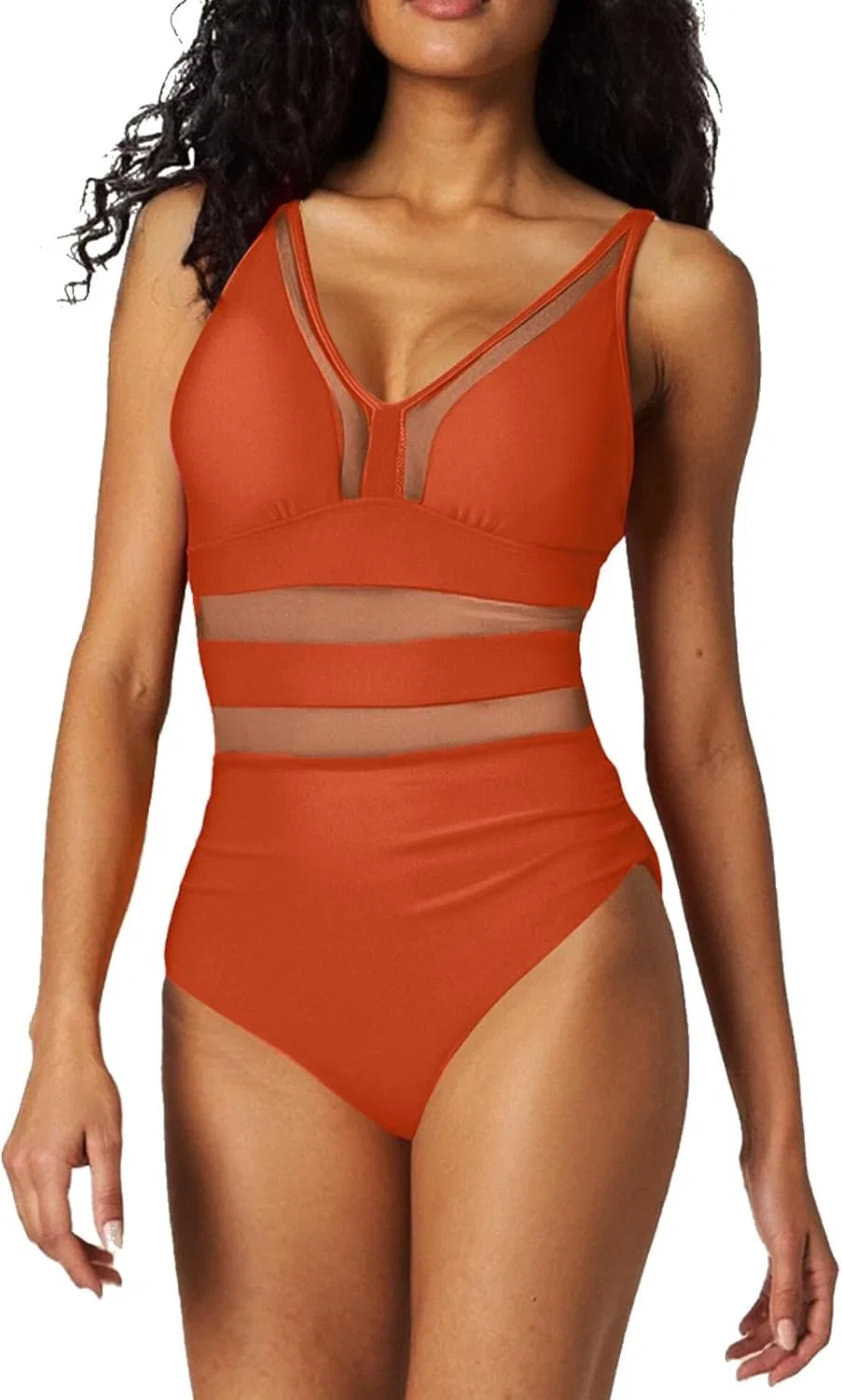Женский слитный купальник с сеткой Slim, Red