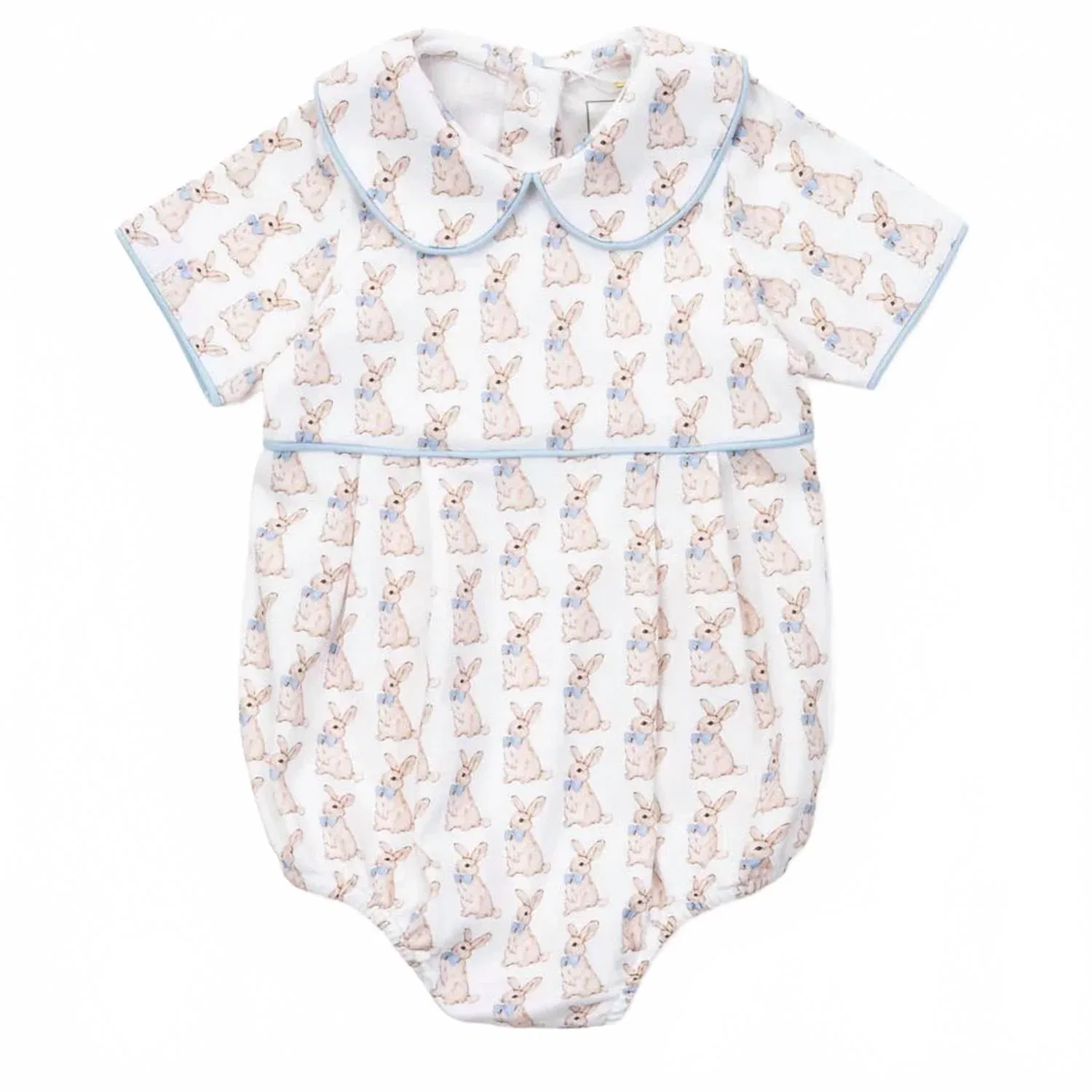 Детский боди-комбинезон с коротким рукавом и воротником Питера Пэна Palmer Bubble lila + hayes, Easter Bunnies Blue