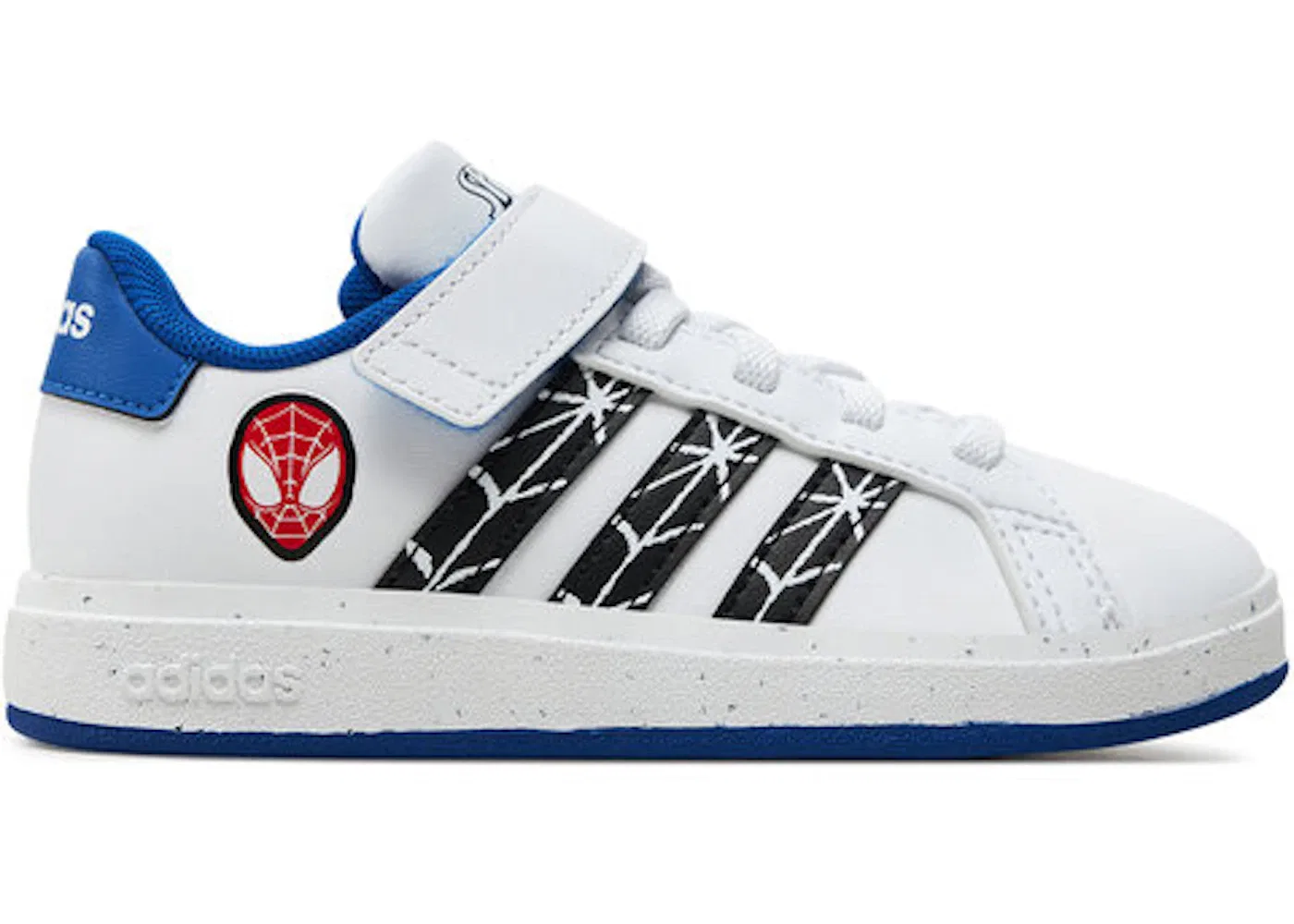 Детские кроссовки с липучкой Adidas Grand Court Strap, Cloud White Core Black Royal Blue