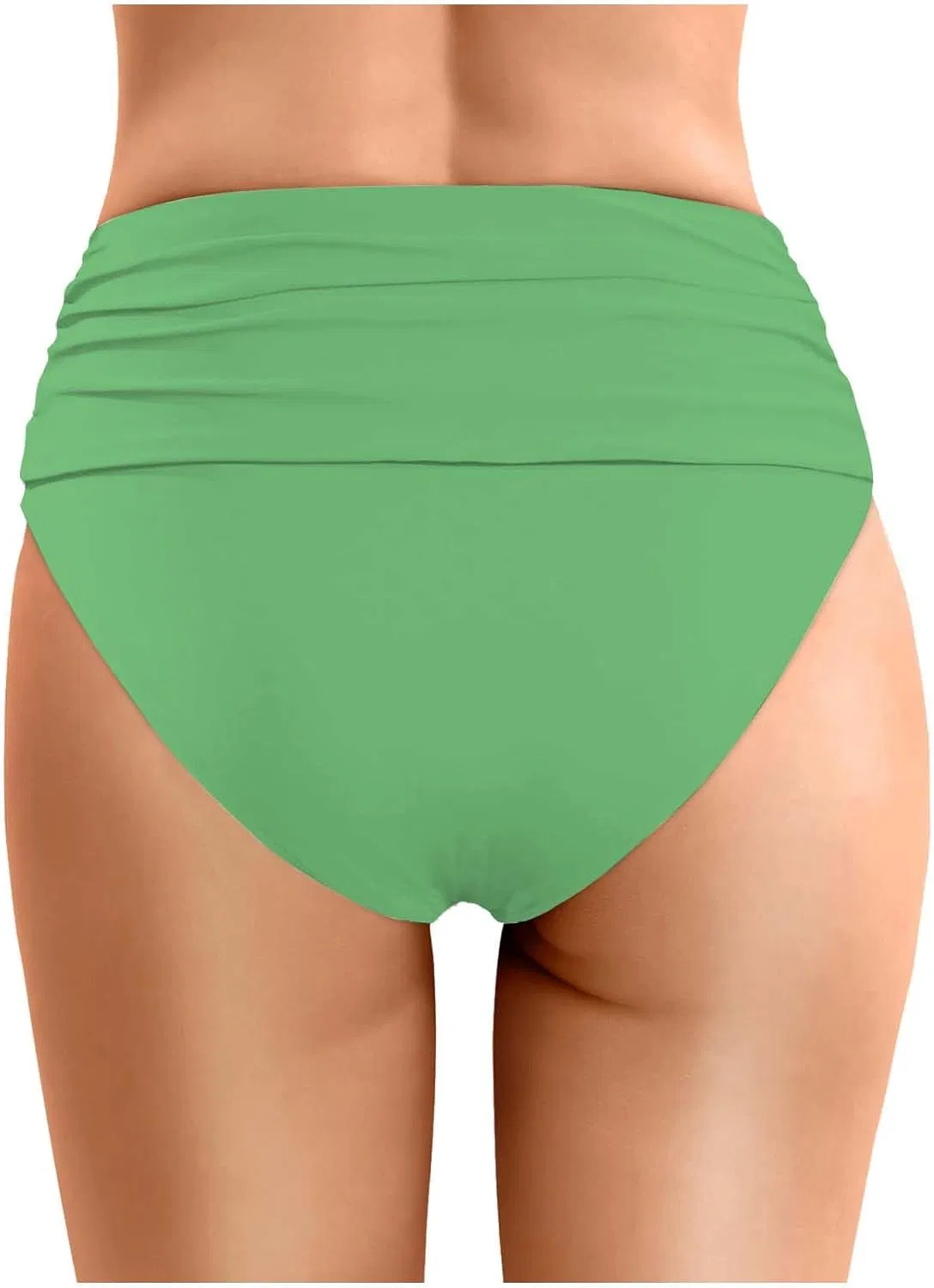 Женские высокие бикини с утяжкой живота и драпировкой, Green — фото 2