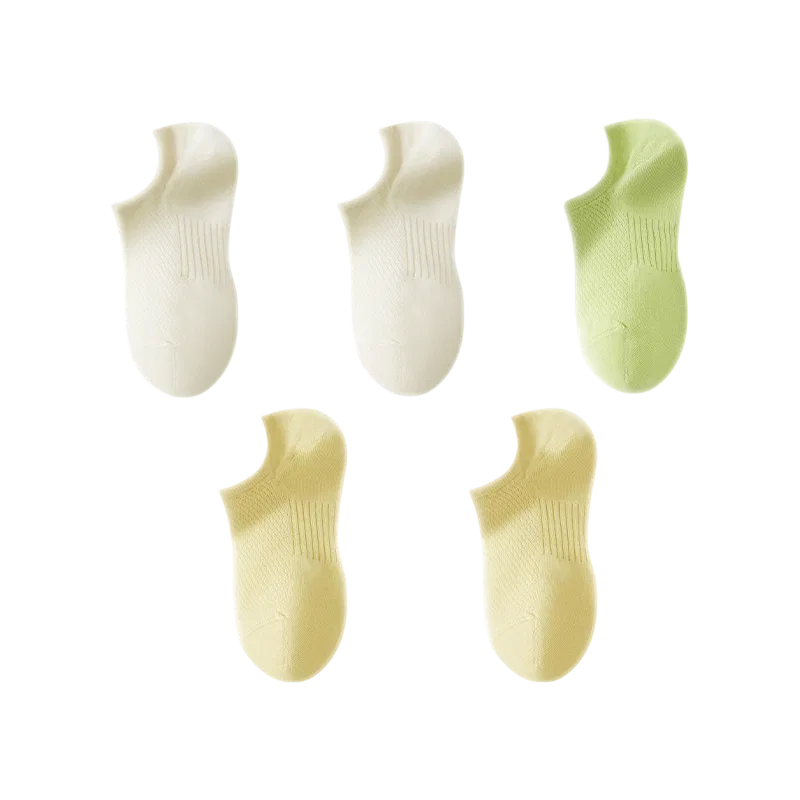 Детские носки-невидимки, набор из 5 пар, Hello Sunny, Milk White/Light Blue/Light Purple/Light Green — фото 3