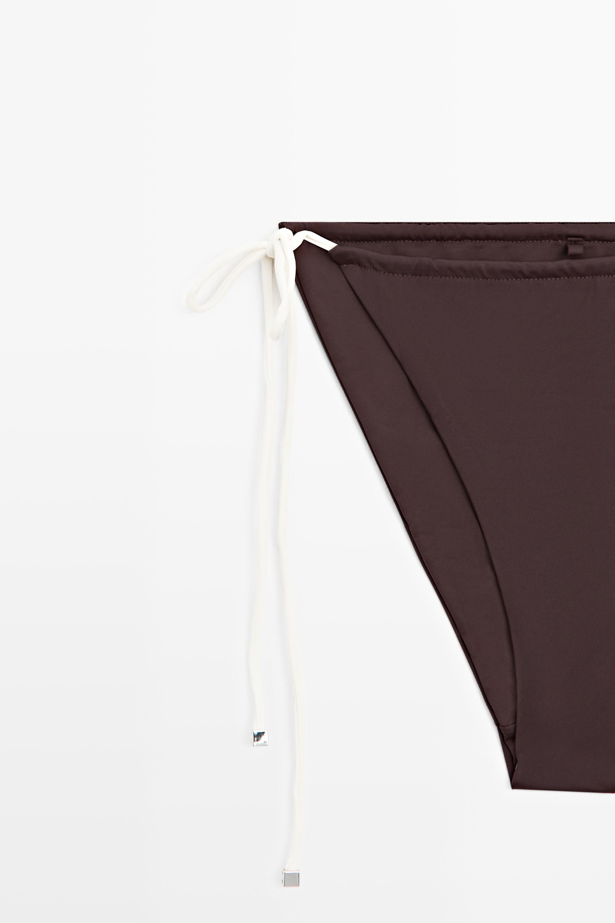 Плавки-бикини Massimo Dutti With Contrast Bow, коричневый — фото 4