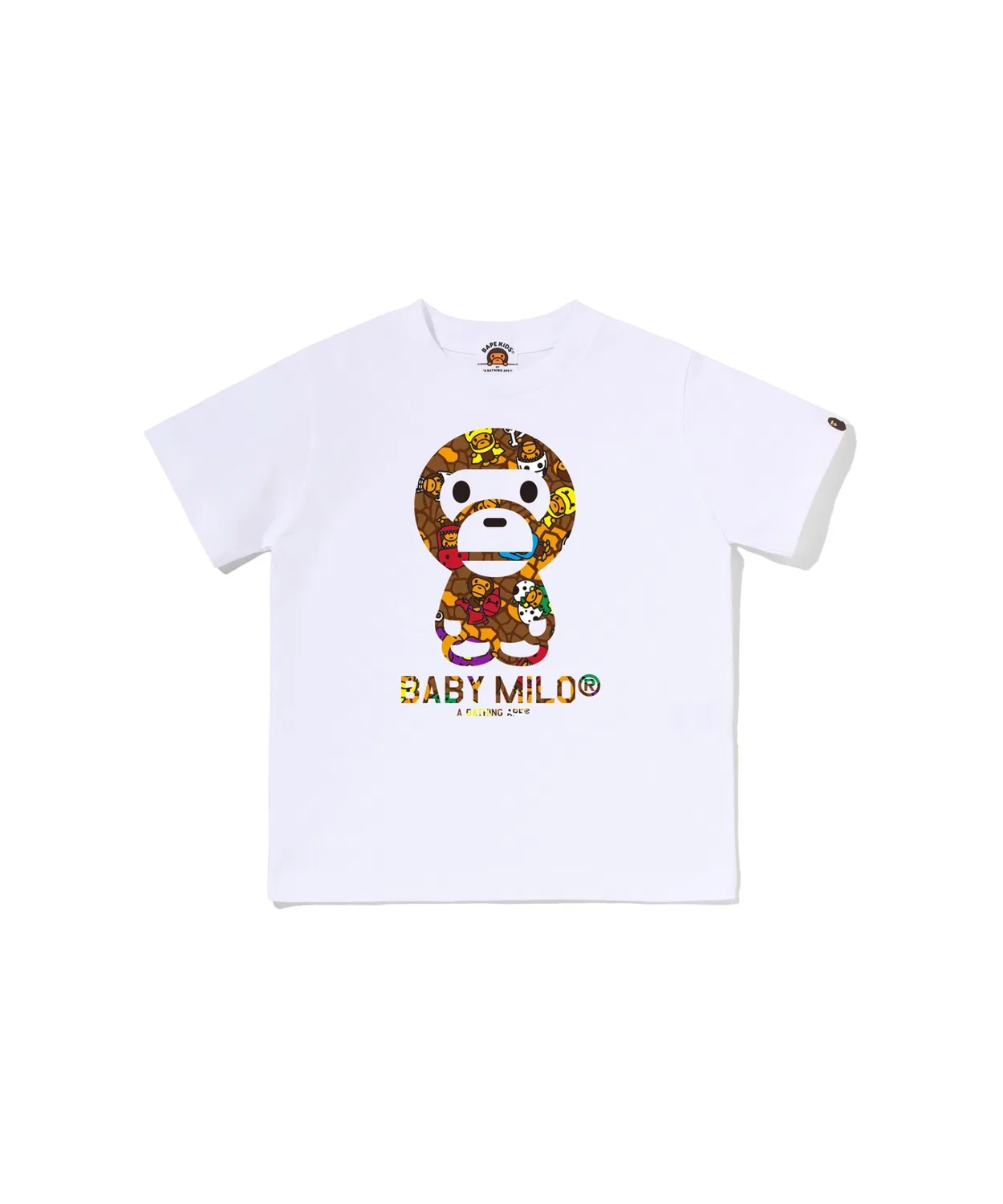Детская футболка с длинным рукавомMILO MULTI DINOSAURS PATTERN A BATHING APE, Белый