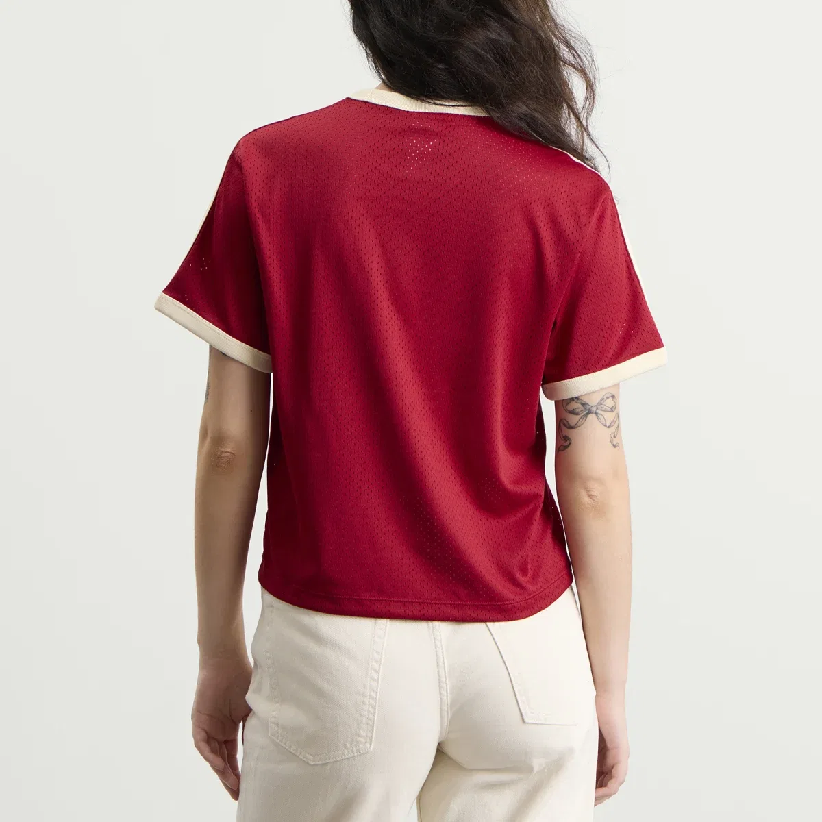 Футболка из сетки с принтом Mesh t-shirt Adidas, Team Victory Red & Warm Vanilla — фото 3