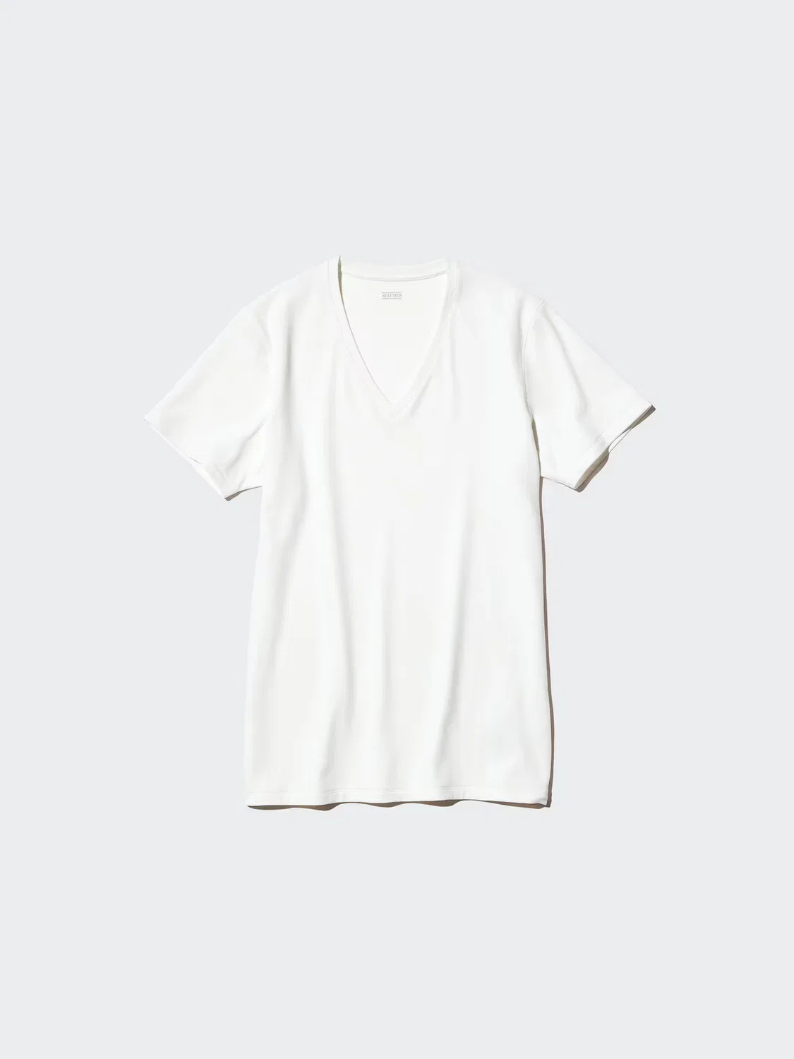 Футболка Uniqlo Heattech, хлопковая, V-образный вырез, черный — фото 2