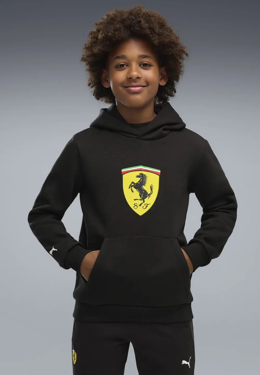 Толстовка с флисовой подкладкой и цветным щитом Scuderia Ferrari Puma, Black