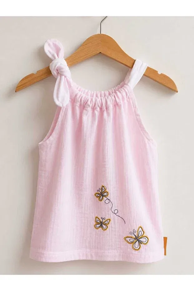 Детское платье для девочек с вышивкой Kidsense, Light Pink — фото 3