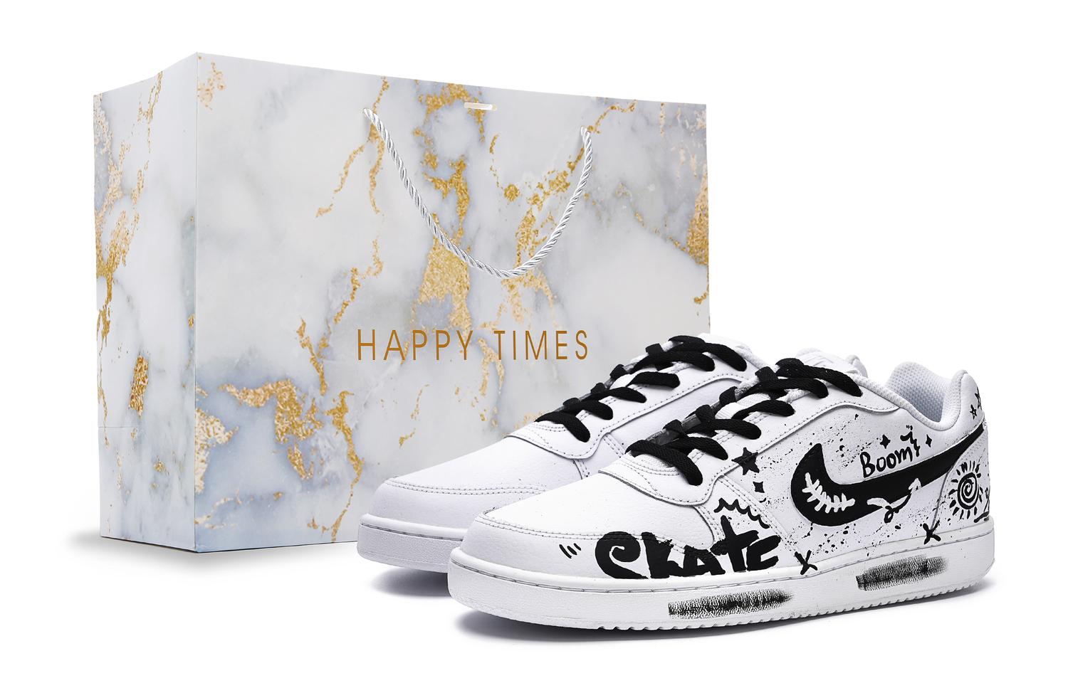 

Nike Эбернон противоскользящие износостойкие низкие скейтерские кроссовки унисекс черно-белые, цвет Black White