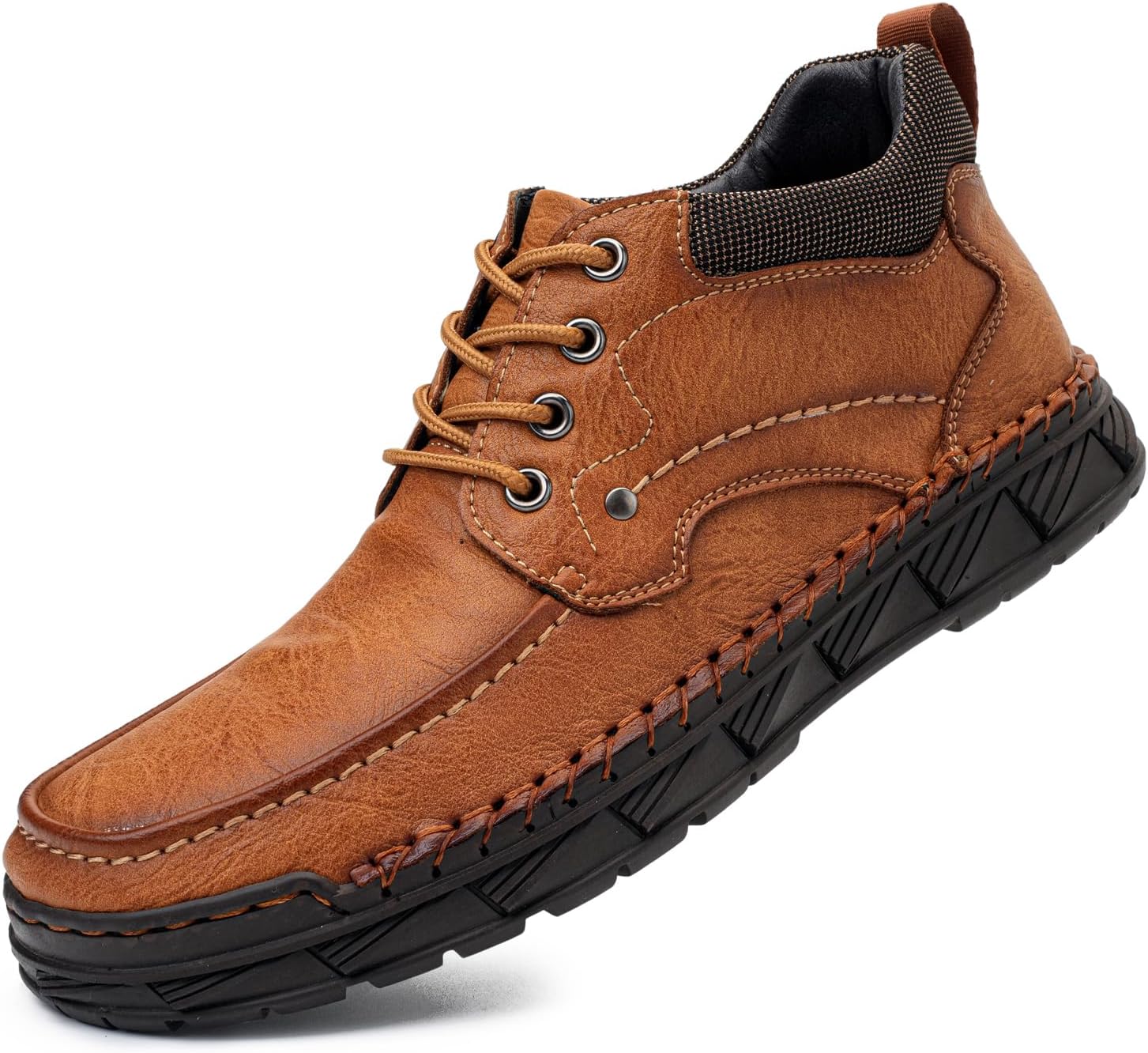 

Мужские повседневные кожаные туфли, удобные ботинки Чукка на щиколотке, лоферы без застежки, мокасины для ходьбы и вождения Tsuukuie, коричневый