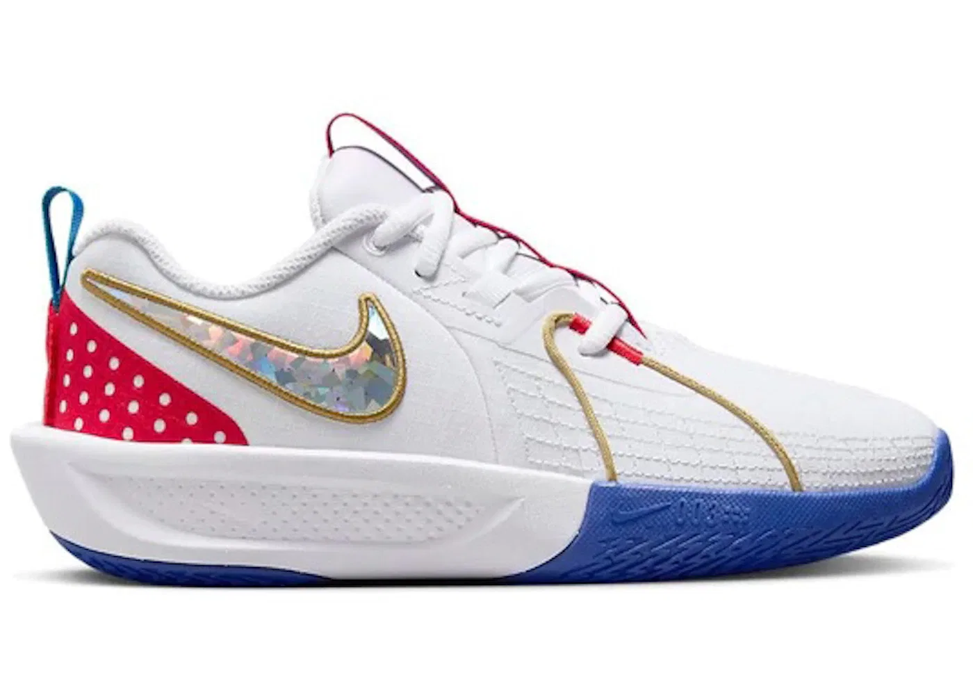 Детские кроссовки для баскетбола Nike Air Zoom GT Cut 3 SE, White/Game Royal/Glacier Blue/Metallic Gold