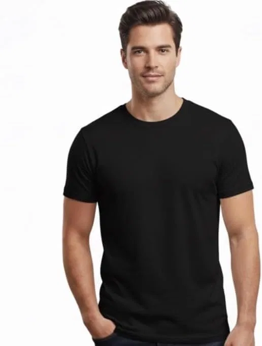 Мужская хлопковая футболка с круглым вырезом Basic Cotton Blend Tee, Black — фото 3