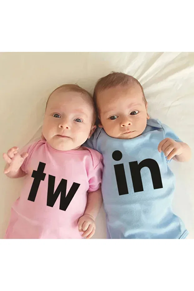 Детский комплект боди с длинным рукавом Twin Baby Twin Sister Cactus Collection, White
