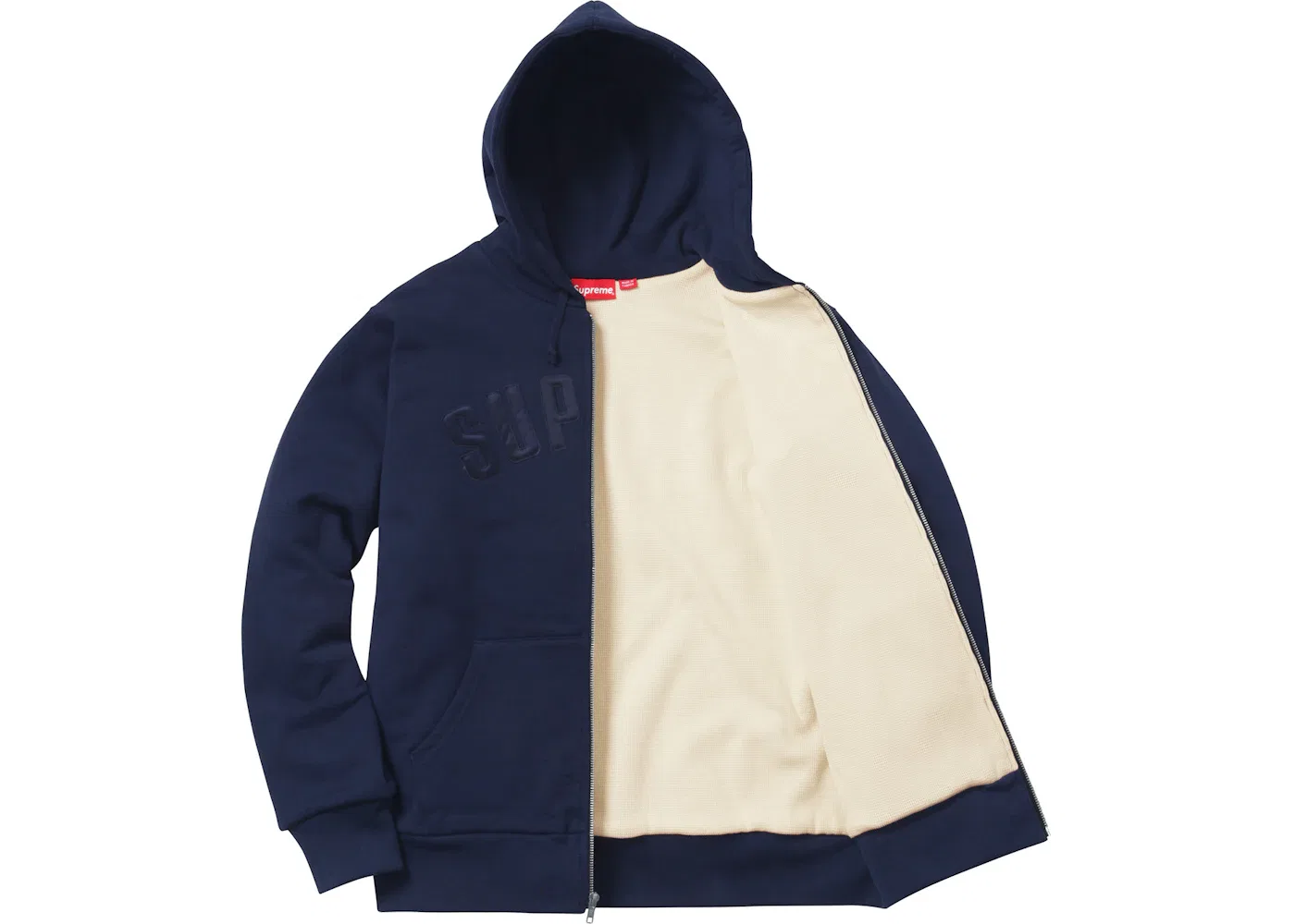 Мужской свитшот на молнии с принтом Supreme Arc Logo Thermal Zip Up Sweatshirt, Navy — фото 2