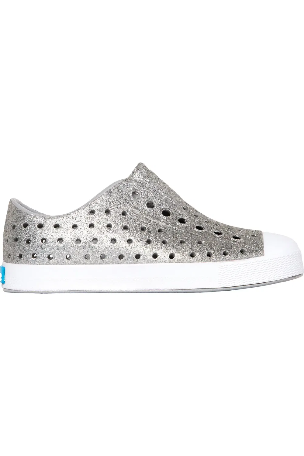 Детские кеды на плоской подошве Jefferson Bling Slip-On Native Shoes, Platinum Bling/Shell White — фото 3