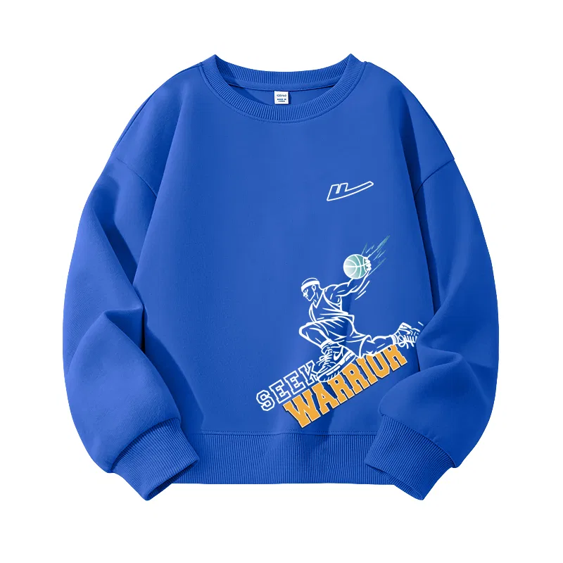 Детский свитшот с круглым вырезом Royal Blue/H Cut-Out White Logo K+H Basketball Action Lower Left WARRIOR