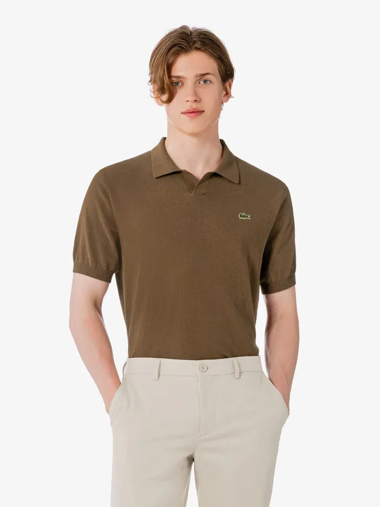 Футболка поло с открытым воротником LACOSTE, Brown — фото 4