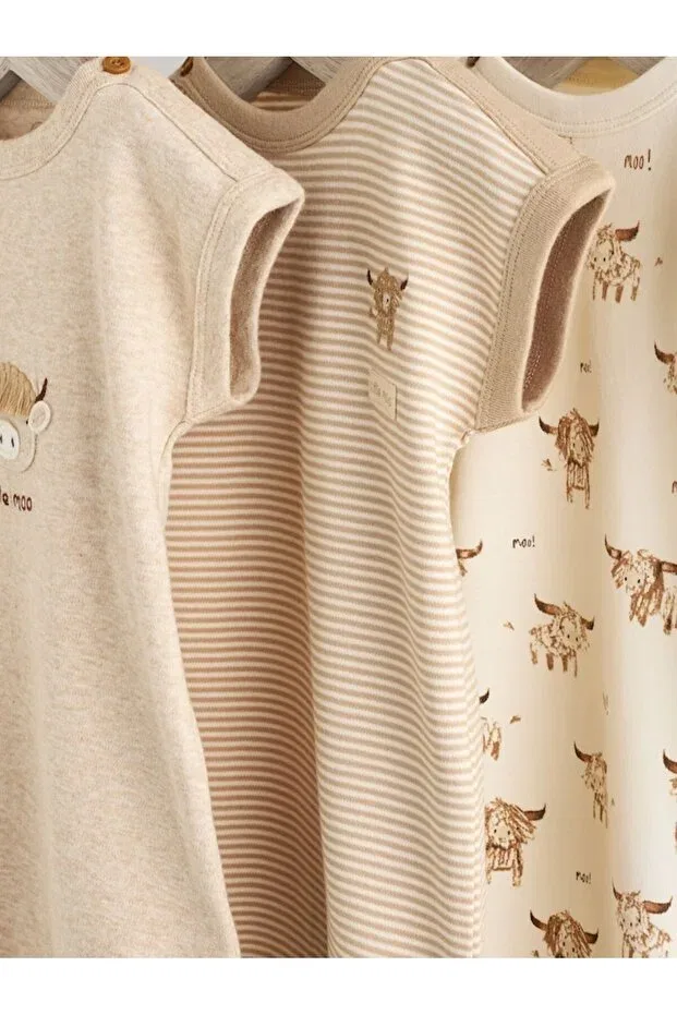 Детский комбинезон с принтом 3-предметный набор Next Baby, Cream — фото 3