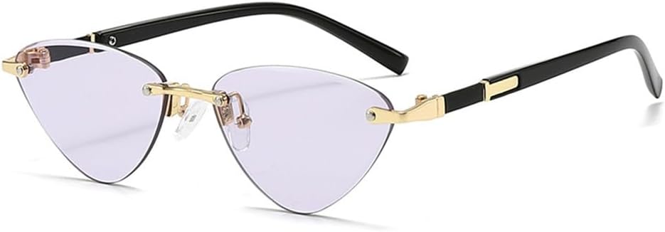 

Модные солнцезащитные очки-«кошачий глаз» треугольной формы для женщин, ретро-очки без оправы из металла, очки для вождения, защита от УФ-излучения UV400 KTUCN, Purple