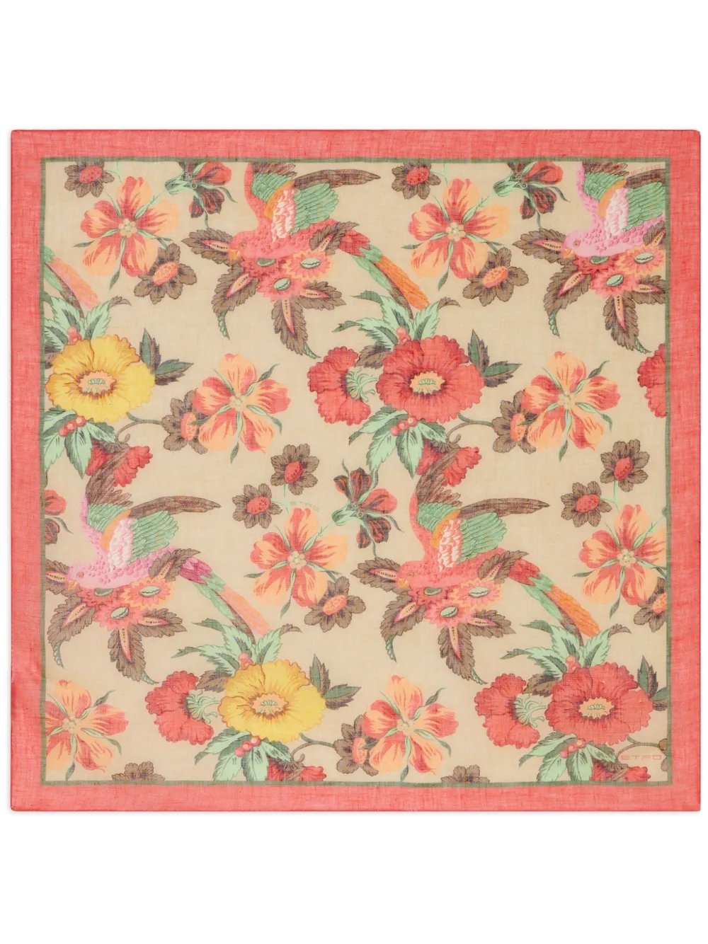 

Платок из смесового шелка с цветочным принтом Etro, красный