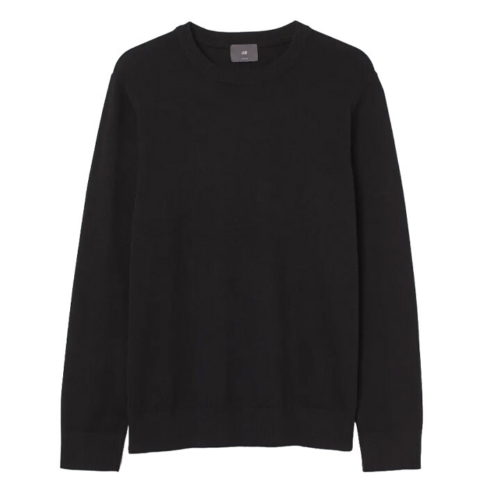 

Джемпер H&M Slim Fit Fine-knit Cotton, черный